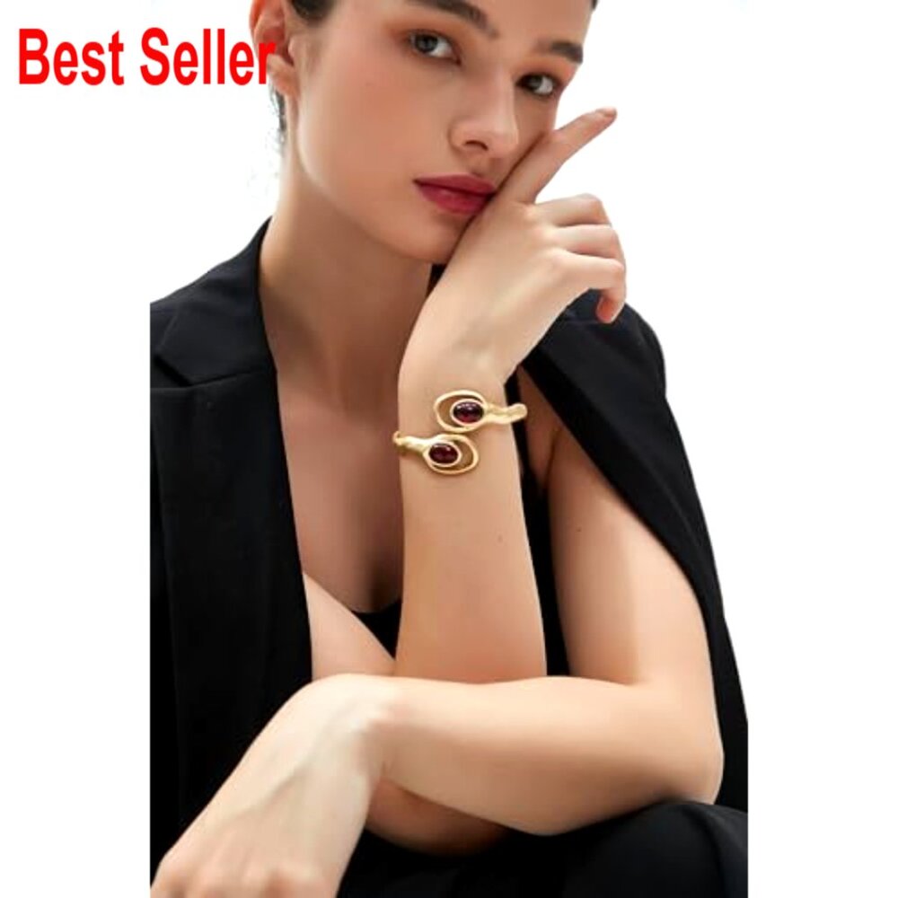 Copper Cuff Bracelet, Open Bangle, Stackable Bead… - image 6